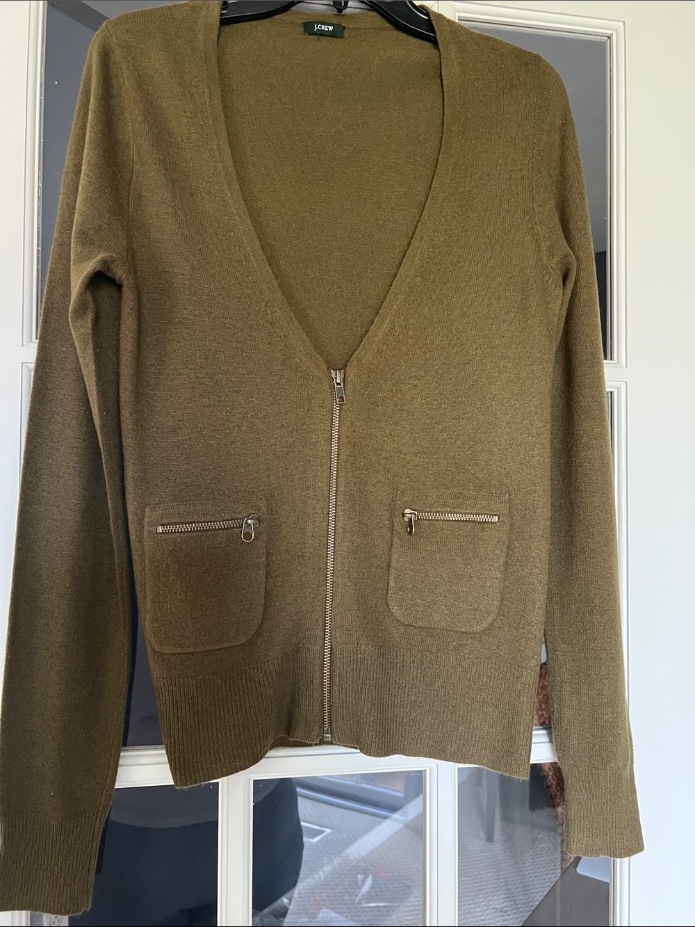 J. Crew Vintage Women's Wool blend knit Zip Front Cardigan Size L